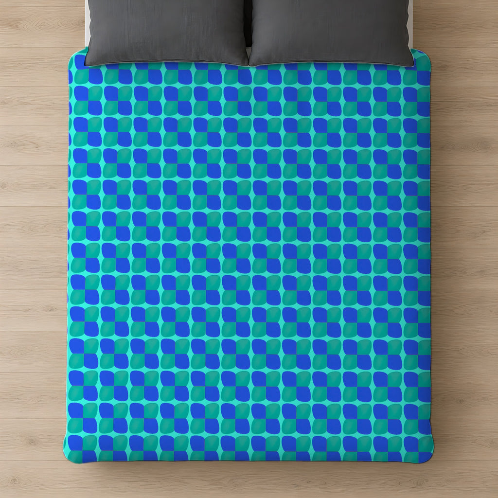 Bold Bulge Checker Cotton Duvet Cover on a bed, seen from above