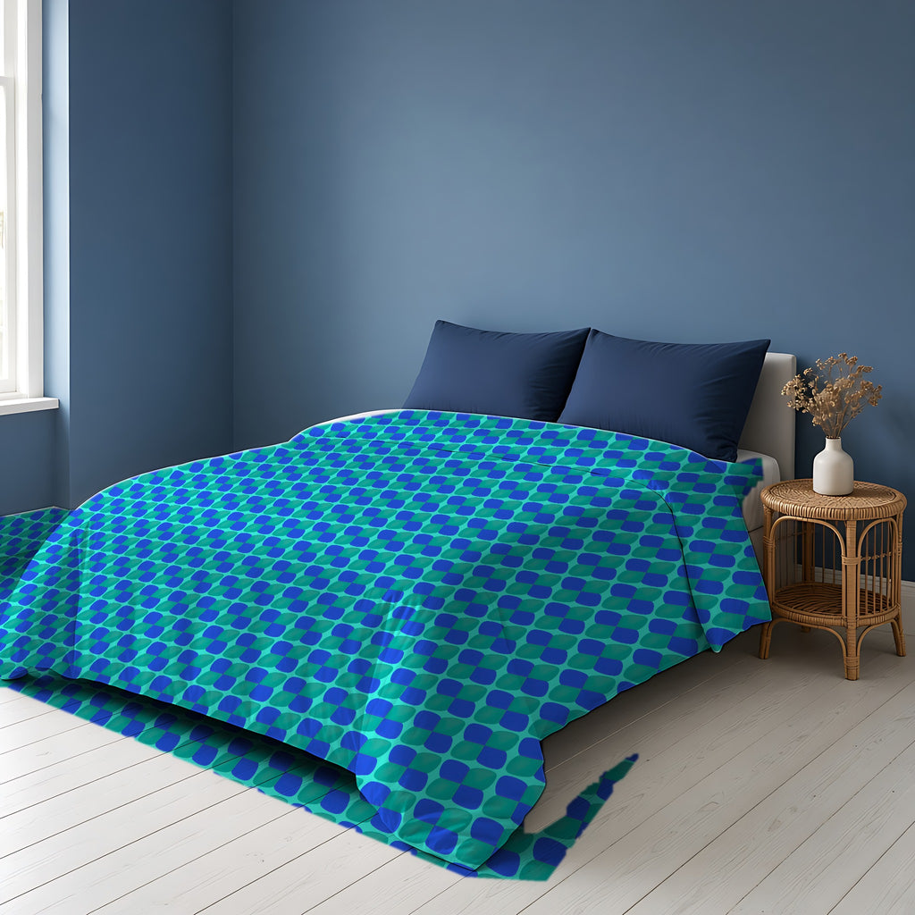 Bold Bulge Checker Cotton Duvet Cover on a bed in a Scandinavian blue bedroom