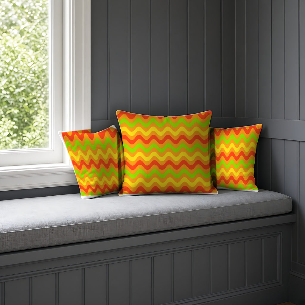 Big Ripple Chevrons Faux Suede Cushion on a window seat