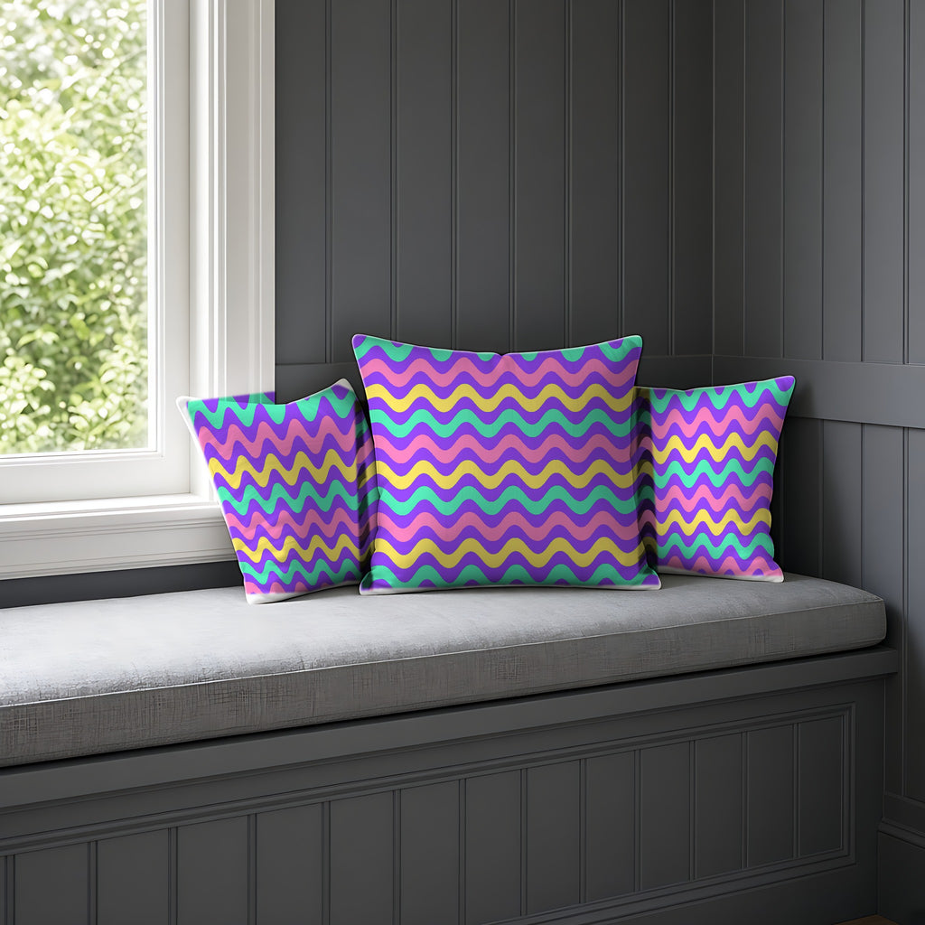 Big Ripple Chevrons Faux Suede Cushion on a window seat