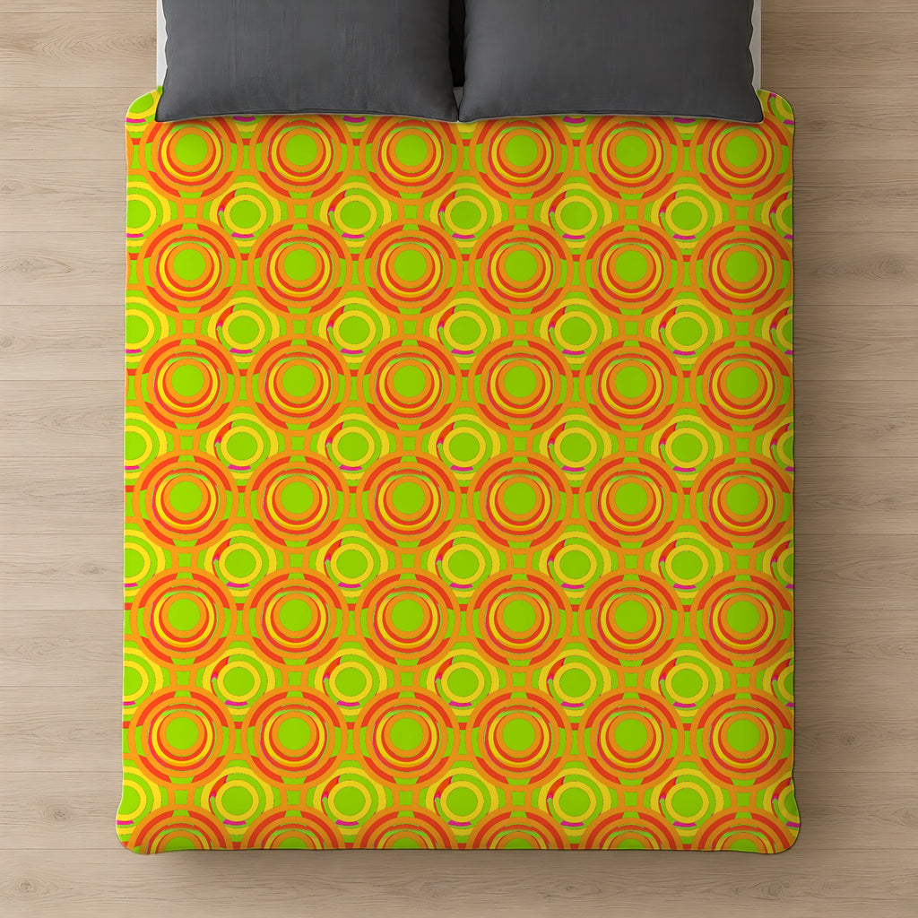 Interlocking Ring Ripples Cotton Duvet Cover on a bed, seen from above