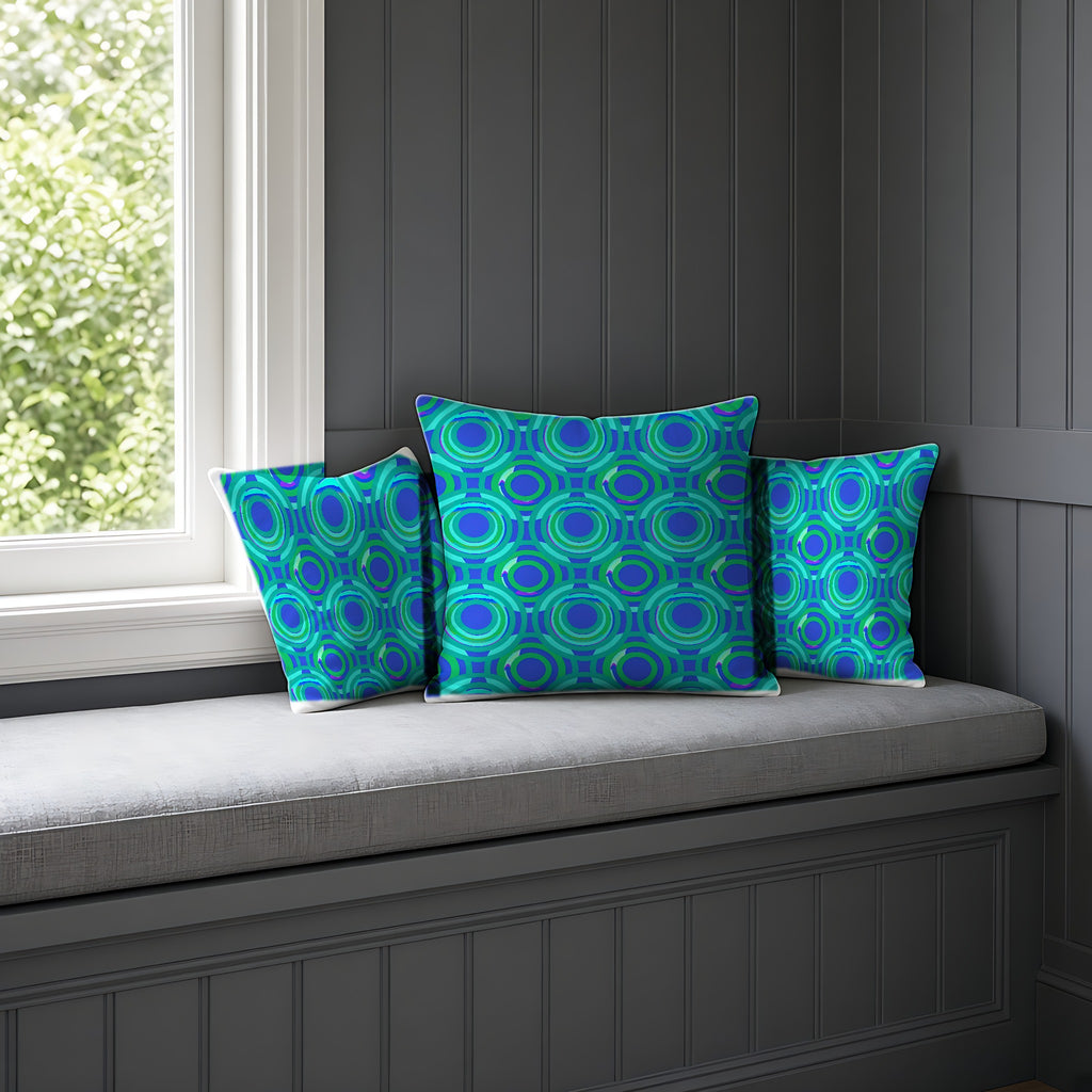 Interlocking Ring Ripples Faux Suede Cushion on a window seat