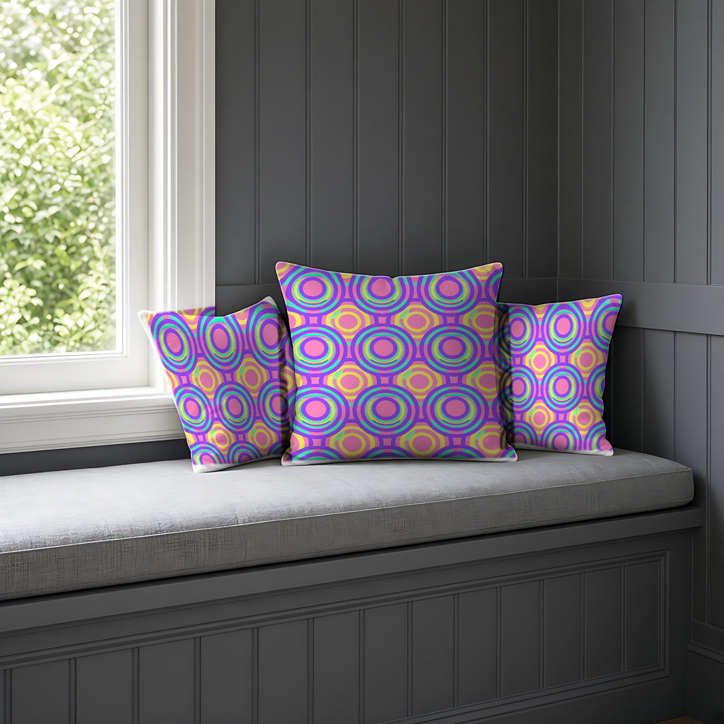 Interlocking Ring Ripples Faux Suede Cushion on a window seat