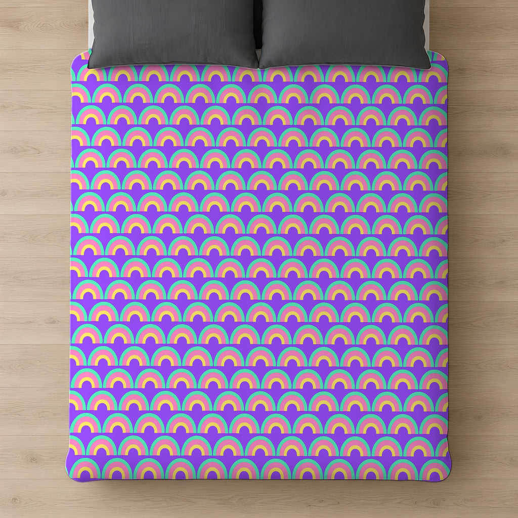 Chromatic Scallop Ripple Cotton Duvet Cover on a bed, seen from above