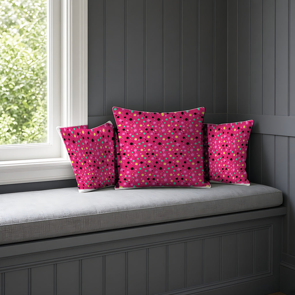 Splat Storm Faux Suede Cushion on a window seat