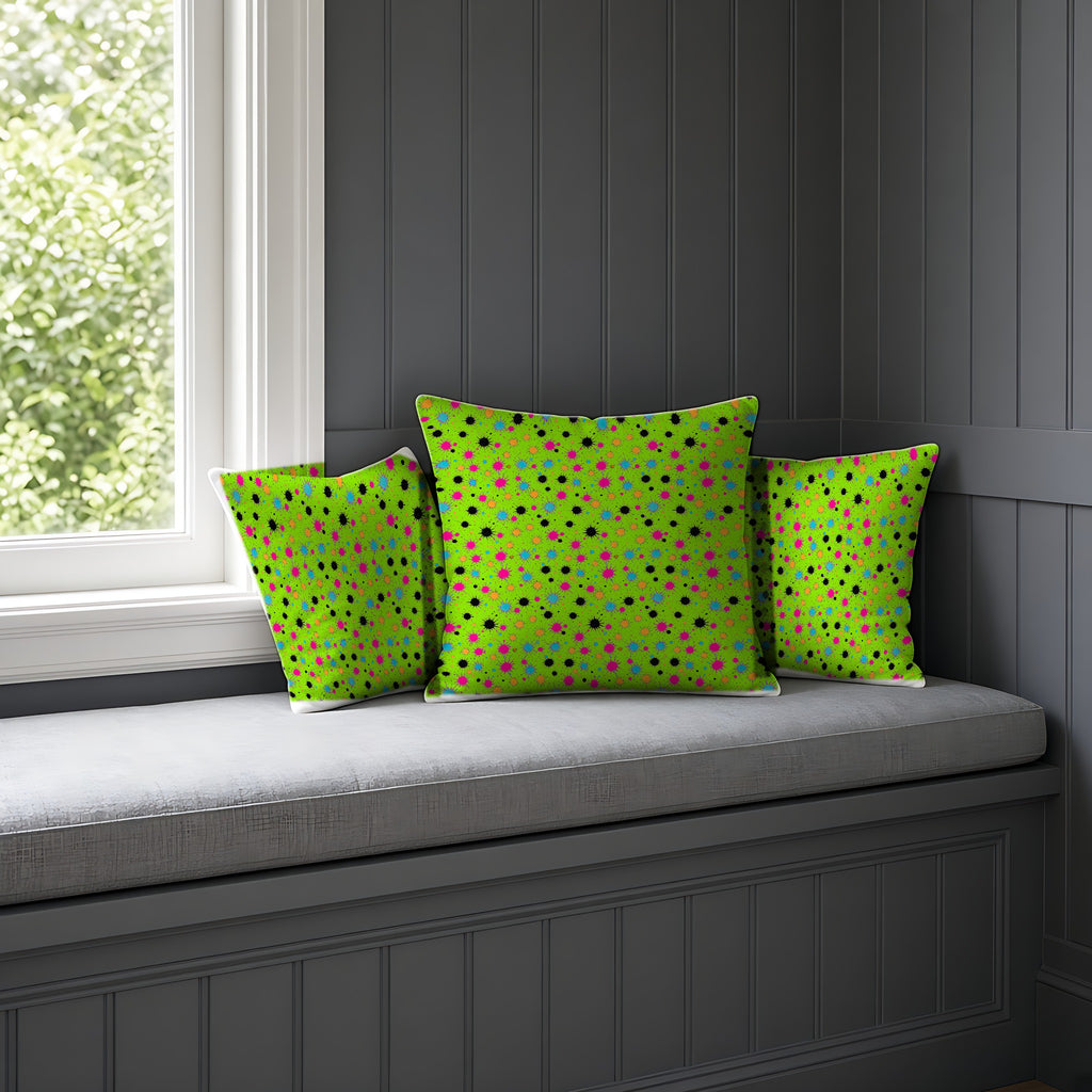 Splat Storm Faux Suede Cushion on a window seat