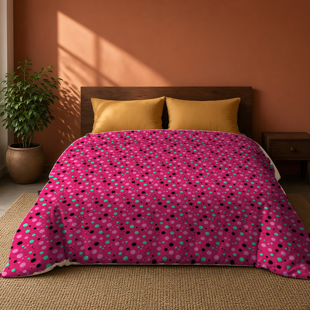 Blot Burst Cotton Duvet Cover on a king bed against a warm terracotta wall