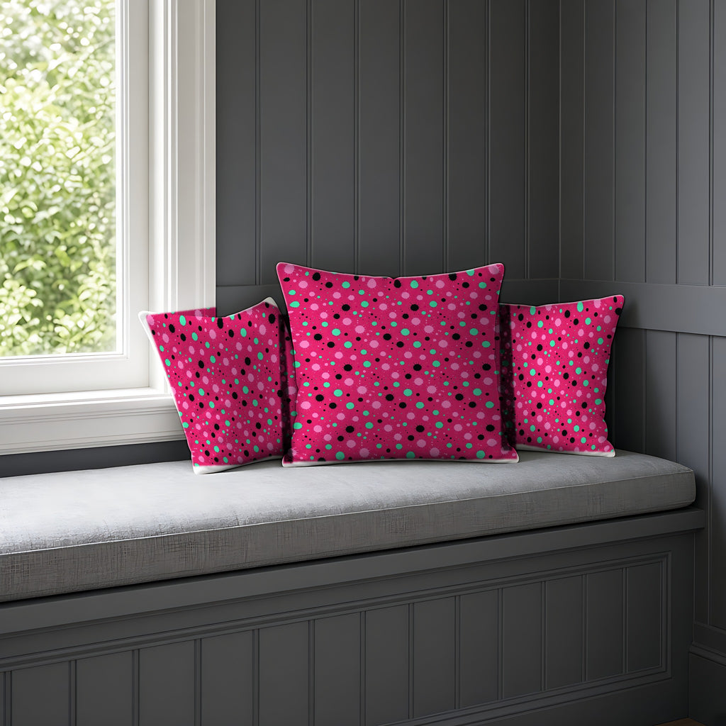 Blot Burst Faux Suede Cushion on a window seat