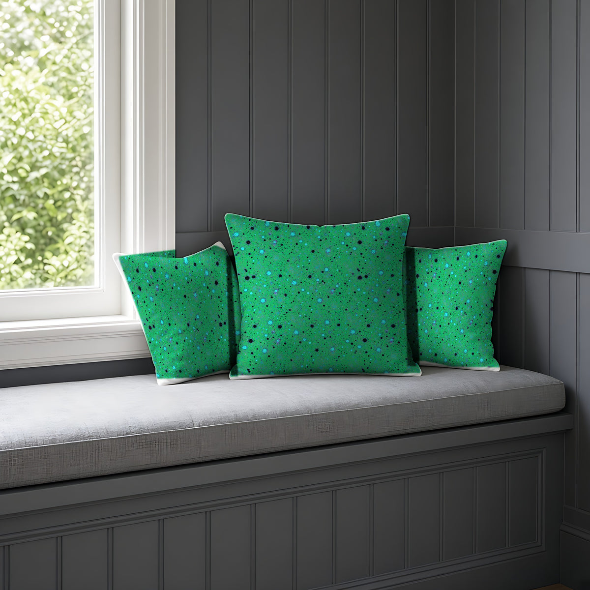 Spray Field Faux Suede Cushion on a window seat