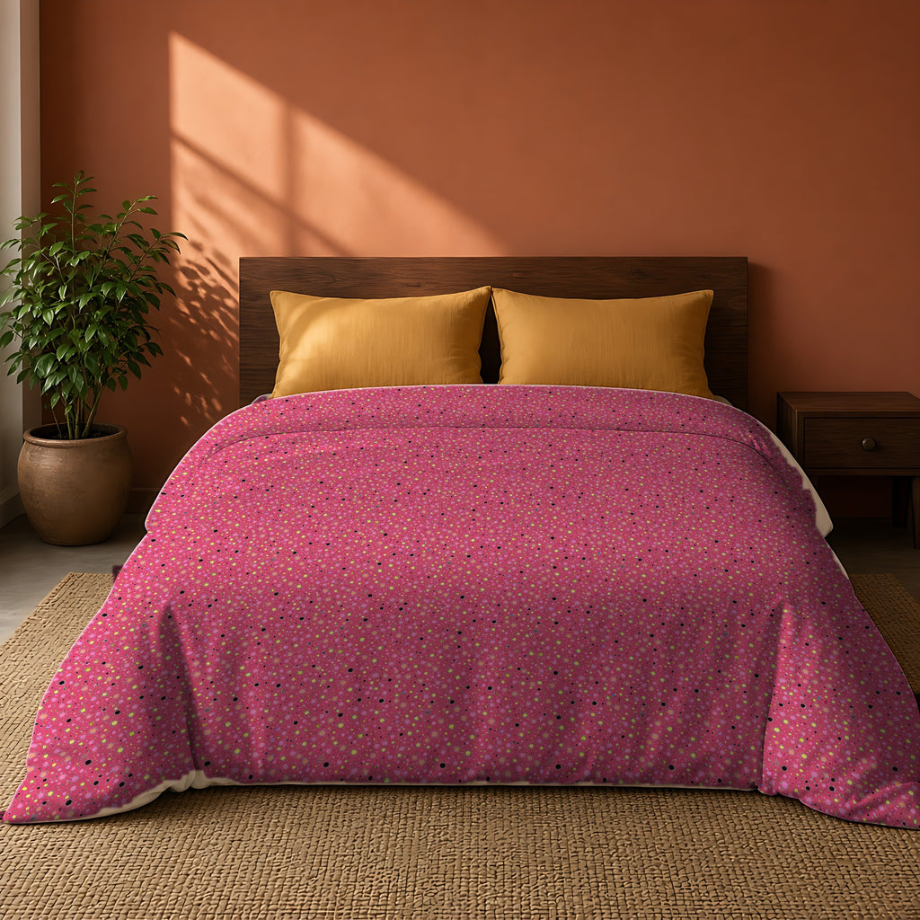 Confetti Spatter Cotton Duvet Cover on a king bed against a warm terracotta wall