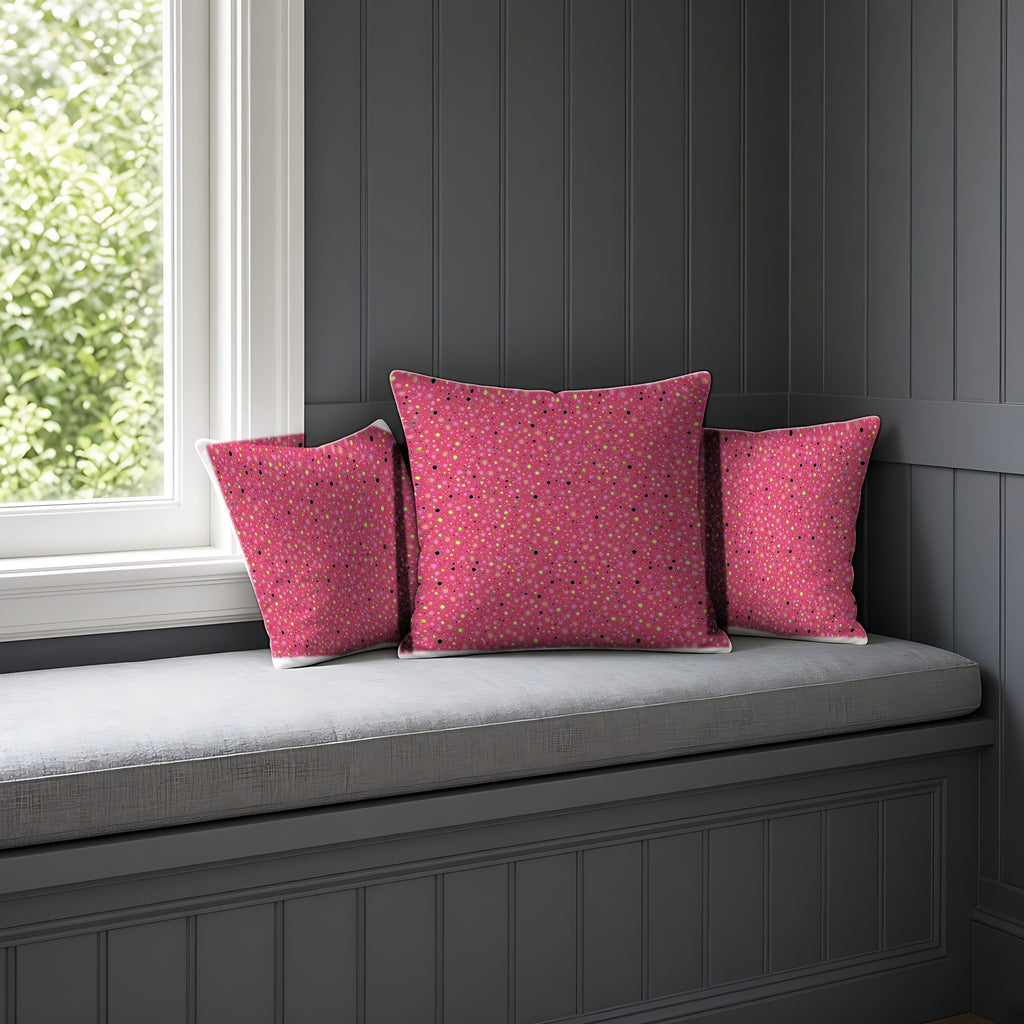 Confetti Spatter Faux Suede Cushion on a window seat