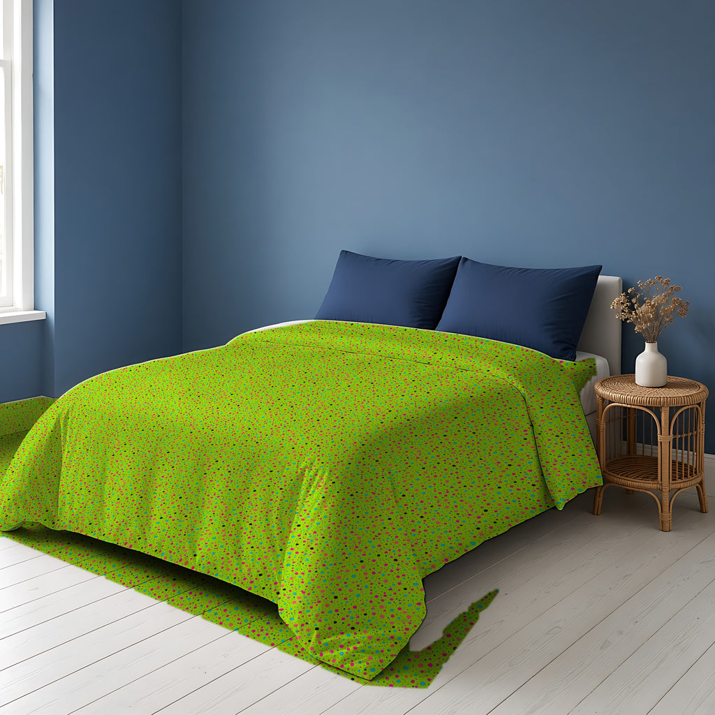 Confetti Spatter Cotton Duvet Cover on a bed in a Scandinavian blue bedroom
