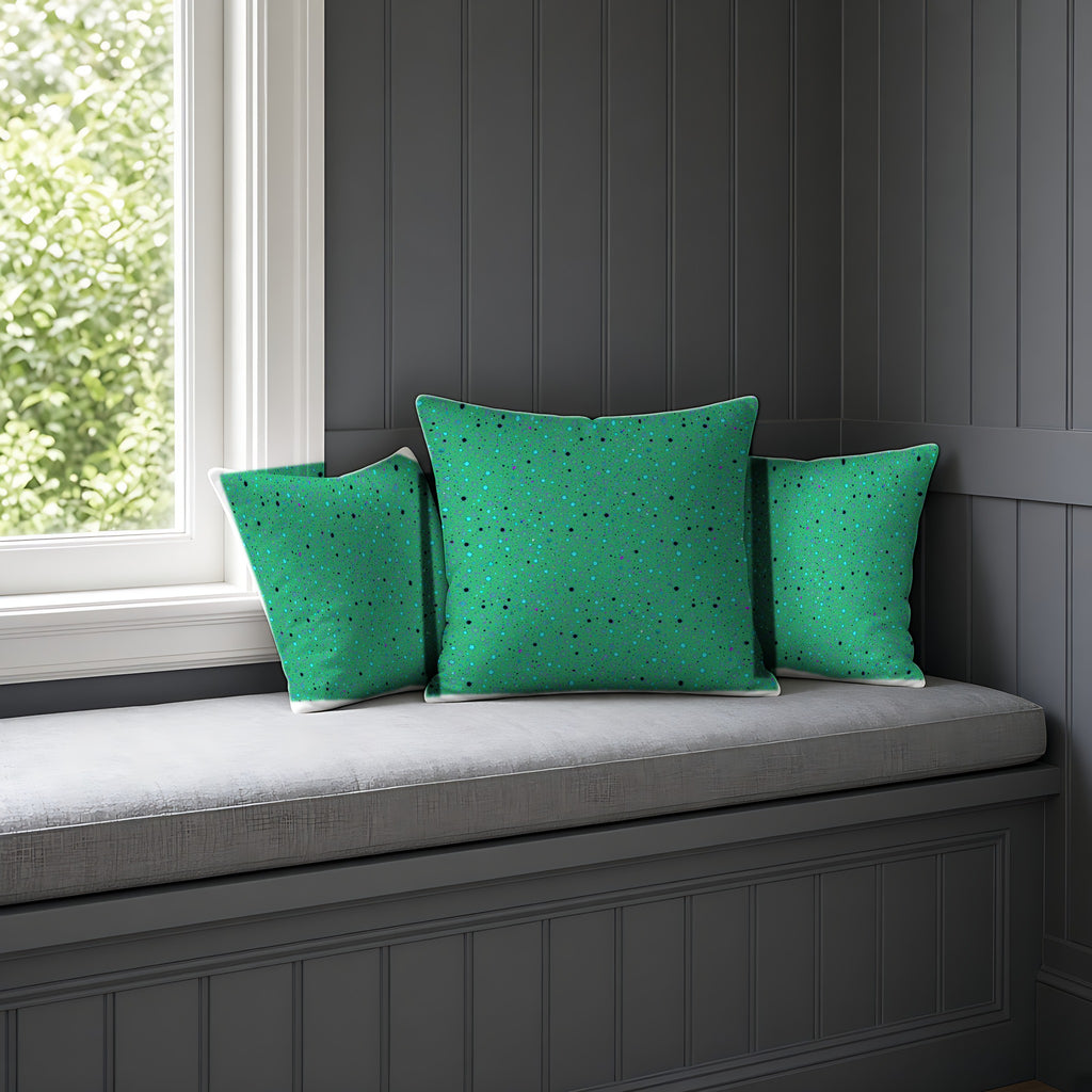 Confetti Spatter Faux Suede Cushion on a window seat