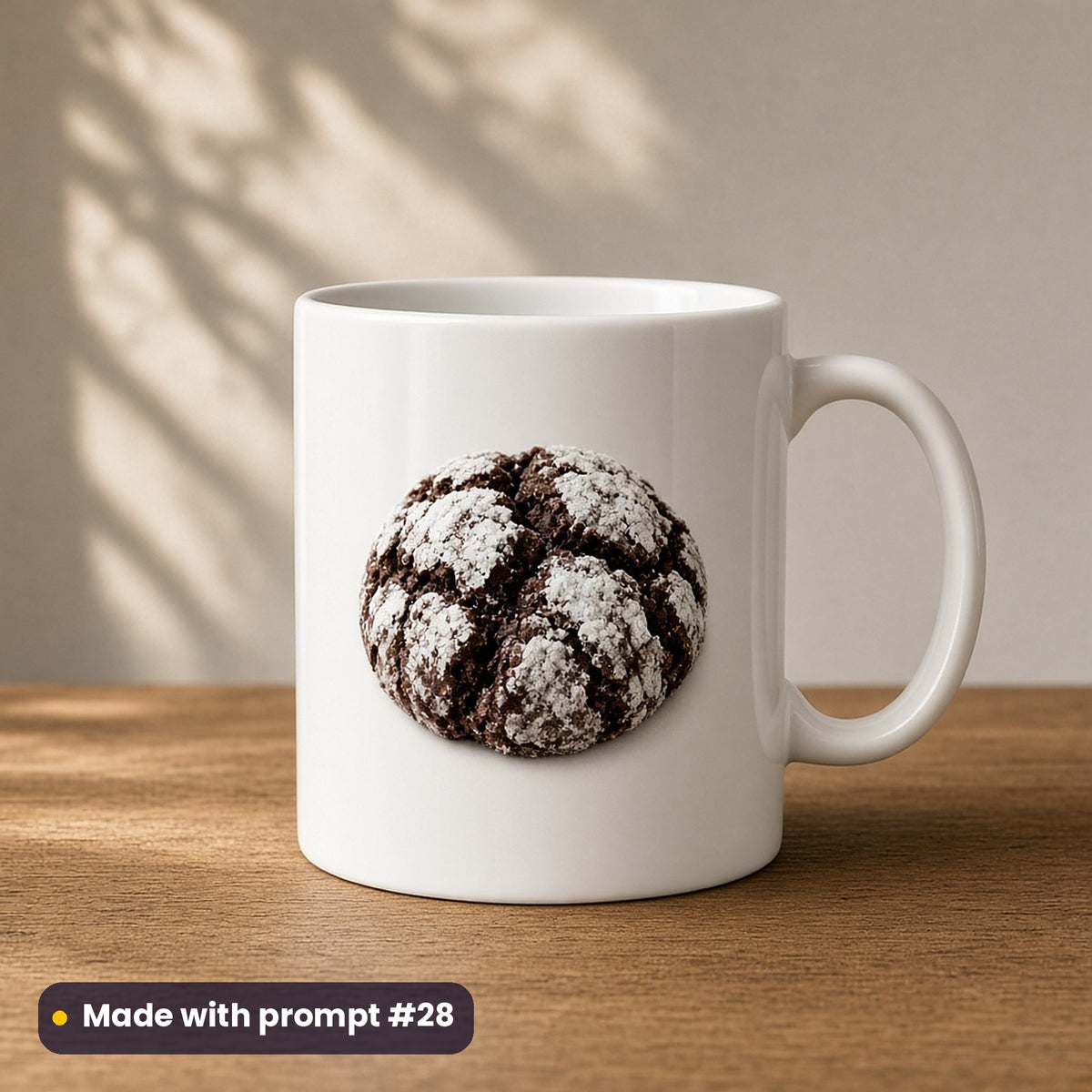 Christmas Cookies artwork on a UV-printed ceramic mug: double chocolate crinkle, made with prompt #28 from this pack