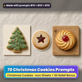 Christmas Cookies Icon Sheet Prompts: 70 prompts + 3D Relief bonus, with a printed greeting card, sticker and wooden plaque made with prompts #12, #23 and #32