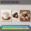 Hot Chocolate Christmas Icon Sheet Prompts: 70 prompts + 3D Relief bonus, with a printed greeting card, sticker and wooden plaque made with prompts #12, #23 and #32