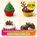 Christmas Cupcakes, Cakes & Desserts Icon Sheet Prompts pack title card: four Christmas icon artworks made with prompts #11, #15, #61, #62; 100 prompts, 16 styles, 16 palettes; £2.39, was £3.99